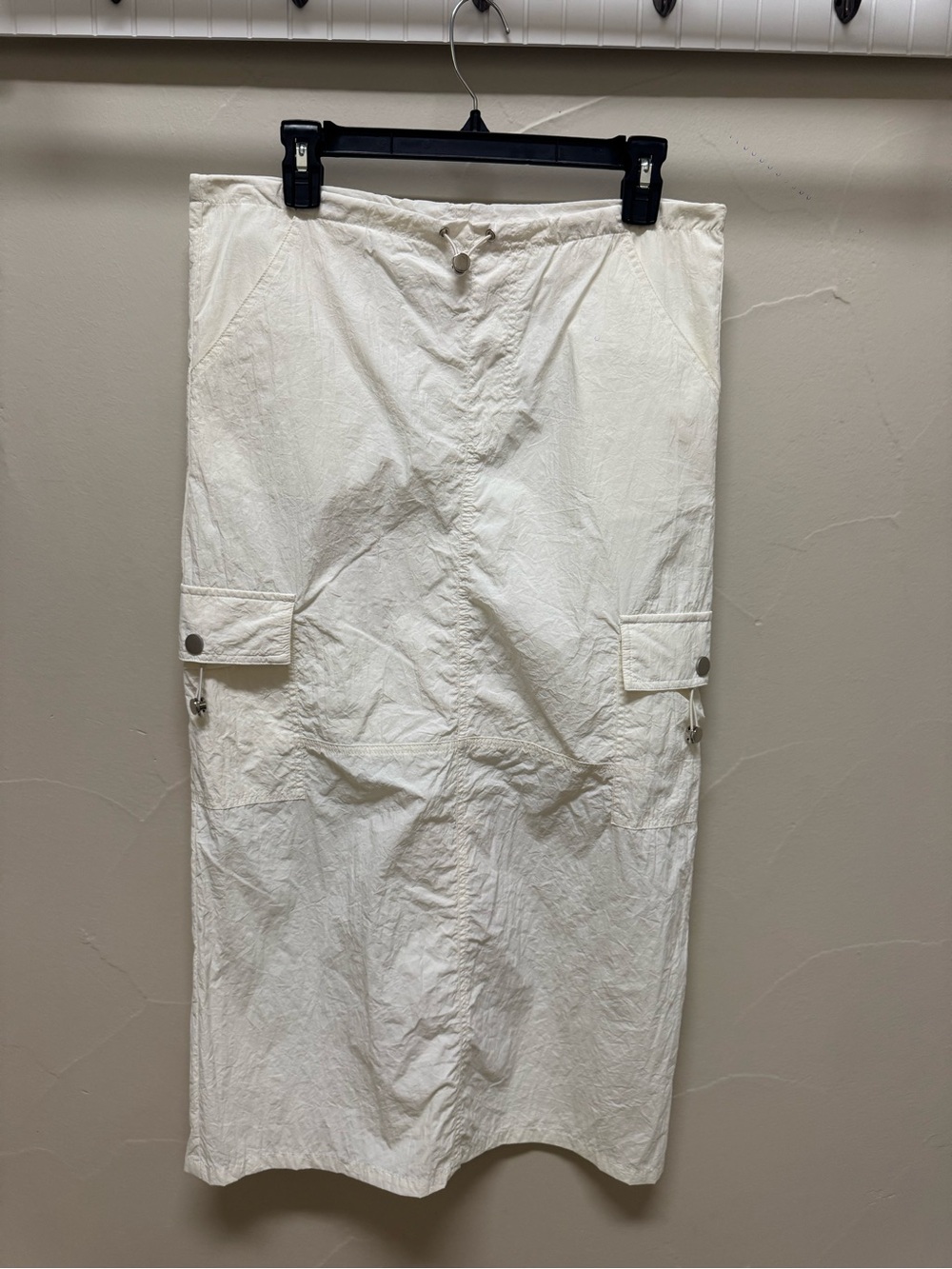 Women’s Cream Utility Midi Skirt, Size M
